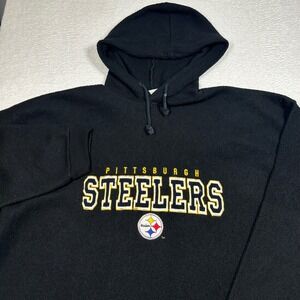 The Edge Vintage 1996 Pittsburgh Steelers Fleece Hoodie Mens XL Black NFL 90s